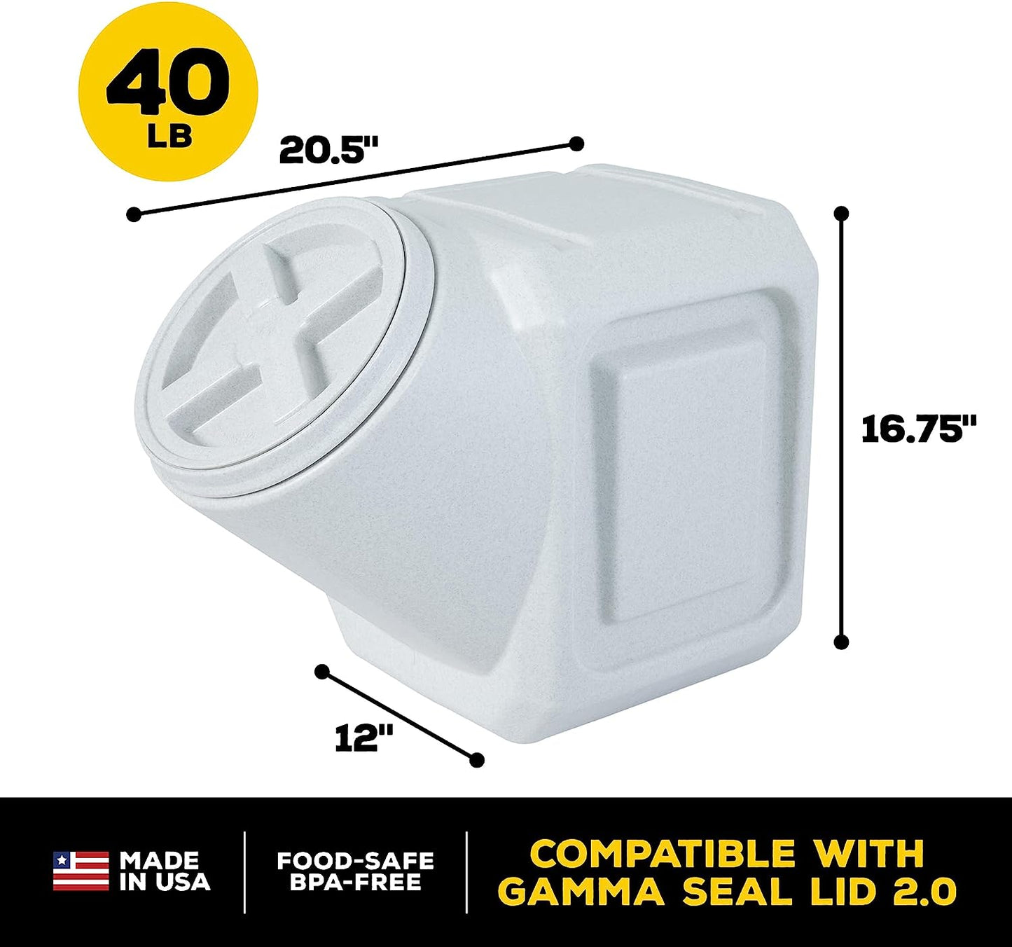 Vittles Vault Stackable Dog Food Storage Container with Sealing Lid, up to 40 Lbs Dry Pet Food Storage Container, Usa-Made - [20.5"L X 12"W X 16.75"H]