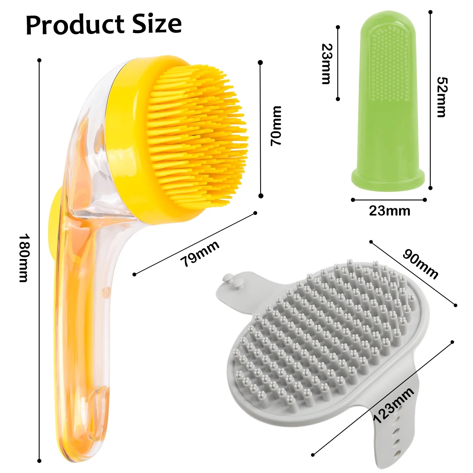 Pet Grooming Bath Massage Brush with Soap and Shampoo Dispenser Soft Silicone Bristle for Long Short Haired Dogs Cats Shower